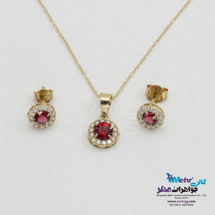 Gold half set - necklace and earrings - geometric design-MS0612